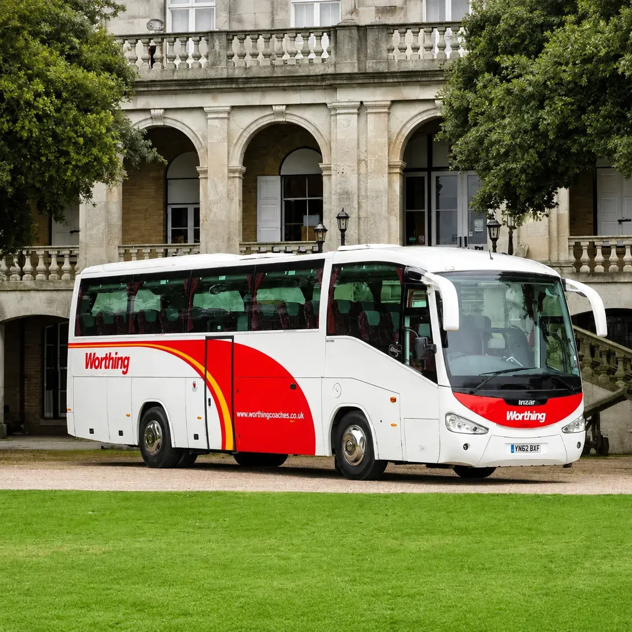Image of Worthing Coach outside stately home